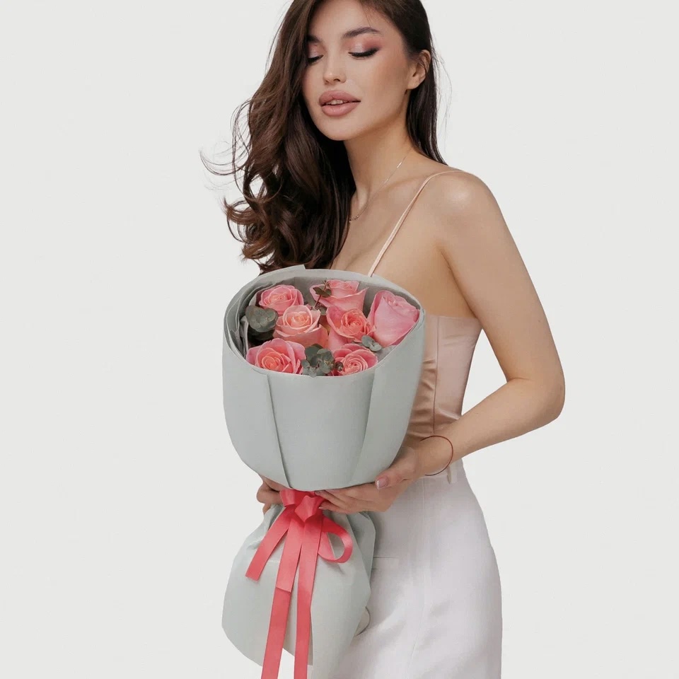 Светло-розовые розы Голландия 50см (от 7 до 101)Картинка №1