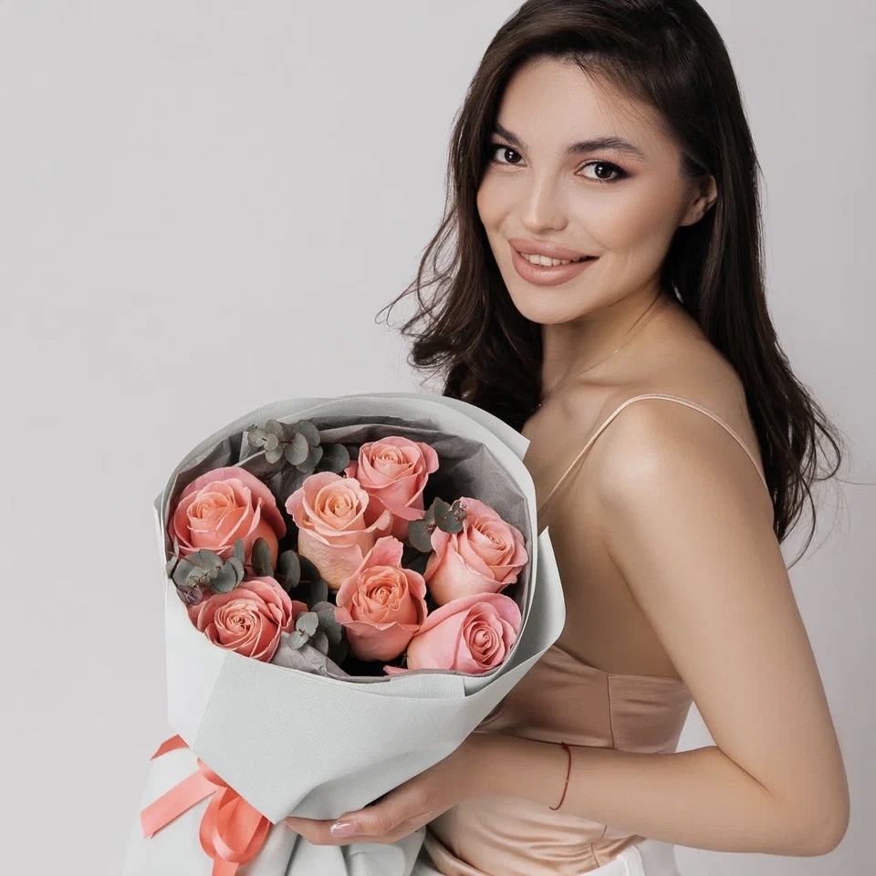 Светло-розовые розы Голландия 50см (от 7 до 101)Картинка №2